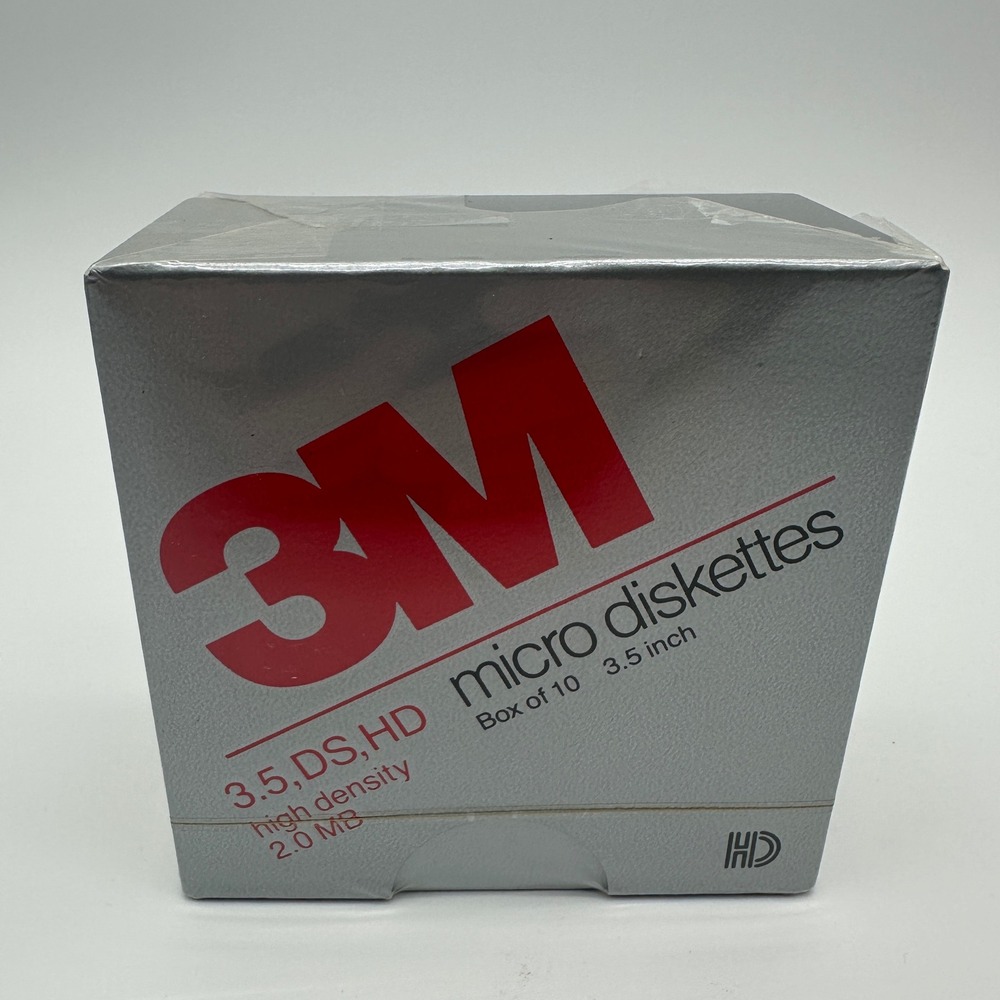 Vintage 3M 3.5" Micro Diskettes DS HD 2.0MB Box of 10 Sealed 12042 IBM PS/2 1991